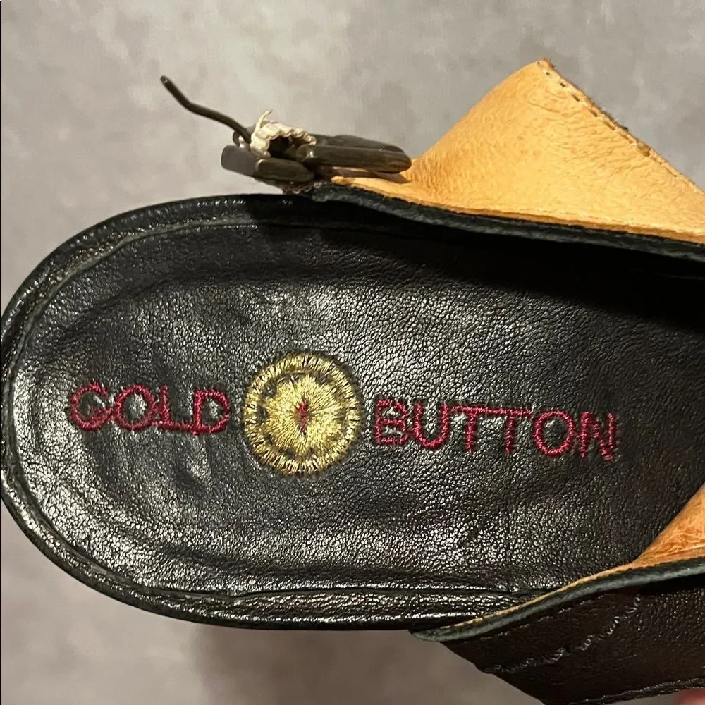Gold Button Black and Tan Mary Jane Heels size 41